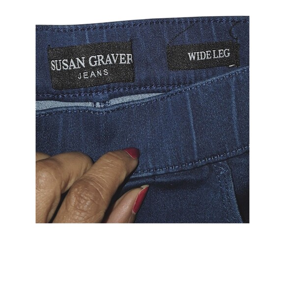 Susan Graver Women's Ombre Wide Leg Pull On Elastic Waistband Ankle Jean 12 Wash - Picture 2 of 5